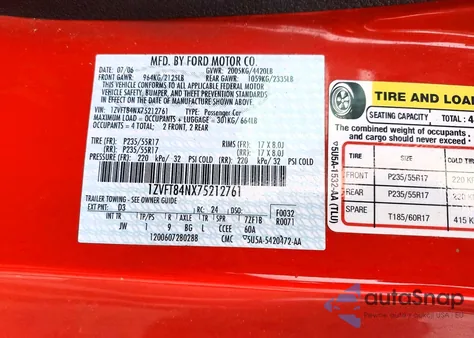 2007 Ford Mustang from USA, damaged, VIN 1ZVFT84NX75212761